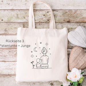 Schenke Freude Eine nachhaltige Patentante Stofftasche aus Baumwolle, Baumwolltasche Geschenk Patentante, Patentenkind / Farbe Natur Bild 4