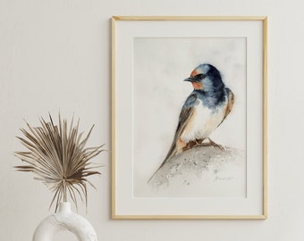 Gicleé art print bird watercolor barn swallow watercolor painting hand painted gifts for women Christmas gift colleague gift