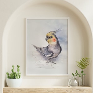 Fine Art Print Nursery Decor - Animal Watercolor Painting - Cockatiel - Bird Poster Print