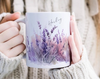 Ceramic Mug Personalized with Name Heather Ceramic Mug Flowers Mugs Personalized Gift for Women Best Friend Colleague