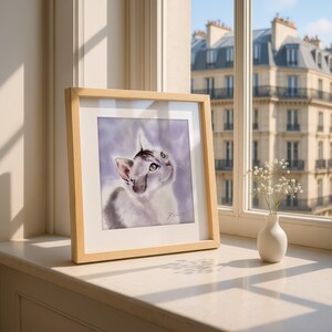 Personalized cat portrait from photo | Hand-painted watercolor cat portrait | Custom cat portrait | Gift for cat lovers image 4