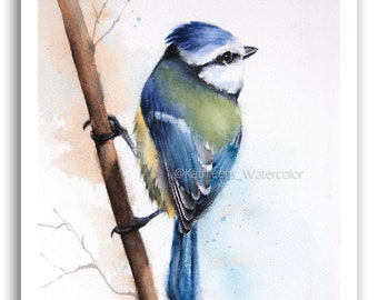 Blue - Fine Art Art Print | Bird Watercolor | Museum quality - lightfast