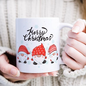 Ceramic mug Christmas Christmas mug gnome gift idea for women men gift best friend colleague