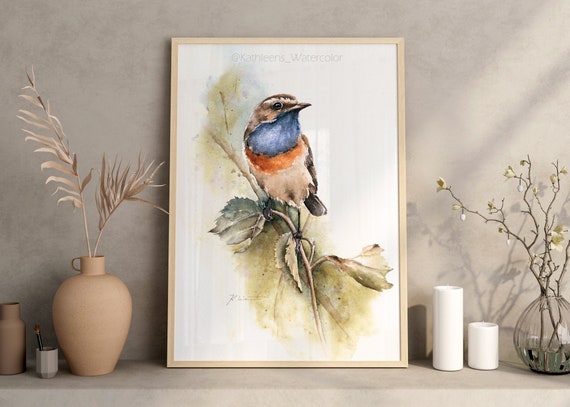 Giclée Fine Art Print, Bluethroat, Bird Watercolor Painting Hand Painted, Poster  Wall Art Home Decor - Etsy