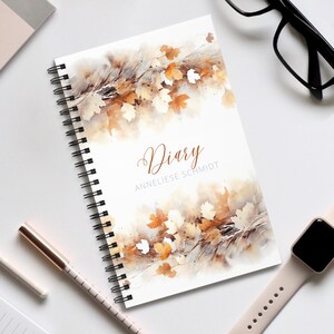 Personalisiertes Notizbuch Aquarell Herbst Tagebuch DIN A5 Notizheft Schreibblock Spiralblock Tagebuch Hausaufgabenbuch Schulanfang