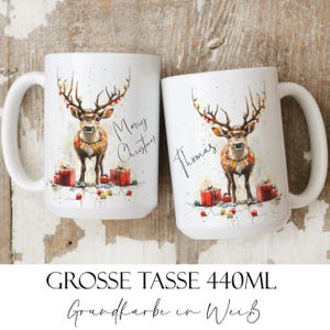 Personalized Christmas mug with reindeer - Merry Christmas + desired name - gift idea for women, men, gift for friends