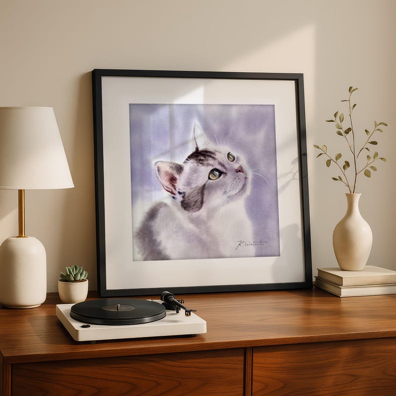 Personalisiertes Katzenportrait nach Foto | Handgemaltes Aquarell Katzenporträt | Custom Cat Portrait | Geschenk für Katzenliebhaber