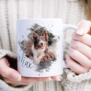 Caneca personalizada para cachorro de estimação com foto e nome, caneca para cachorro, caneca de café para cachorro, presentes para mãe e pai de cachorro, presentes para animais de estimação