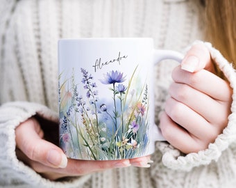 Ceramic Mug Personalized with Name Personalized Ceramic Mug Flowers Gifts for Women Best Friend Colleague Mother's Day Gift