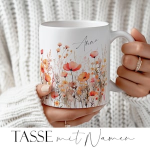 Mug Personalized Personalized Gift Ceramic Mug Watercolor Flowers Gift for Women Best Friend Gift Idea Aunt Colleague
