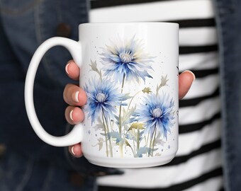 Ceramic Mug Personalized Flower Gift Mug Cornflower Mugs Personalized Gift for Women Best Friend Colleague Mother's Day