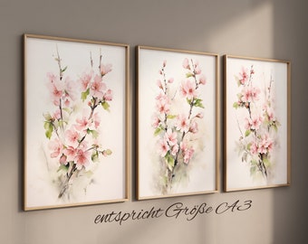 Poster Set Poster Print Geschenke für Frauen Blumen Aquarell Druck Blumen Deko Wandkunst Blumen Bilder Wohnzimmer Deko