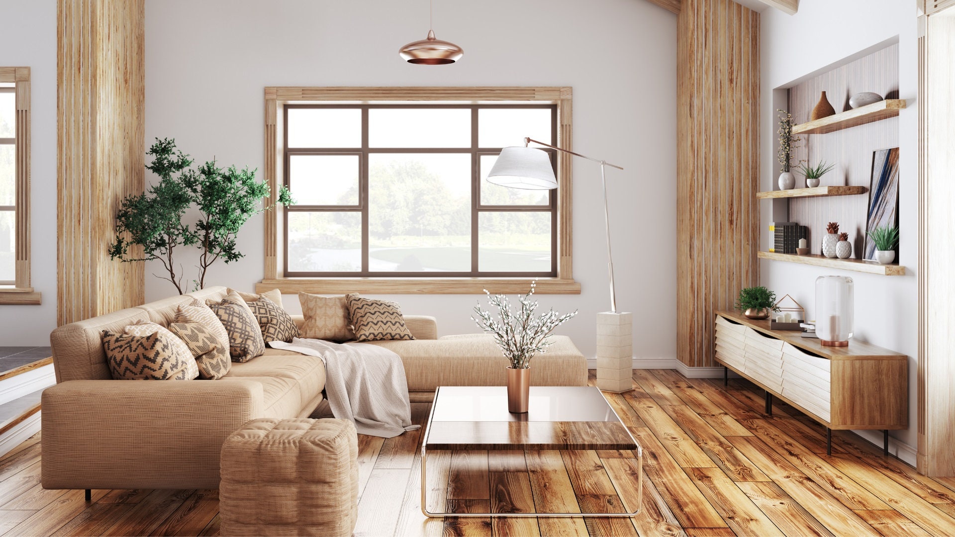 Zoom Virtual Background, Modern Living Room Backdrop, Office Background