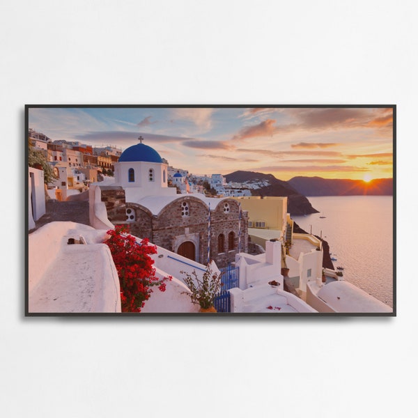 Samsung Frame TV Art Santorini Greece at Sunset Digital Photography