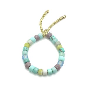 Pulsera Oceanside / Pulsera de cuentas de poni con piedras preciosas / Inspirada en cuentas Forte / Pulsera de arcoíris con cuentas grandes