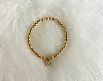 14k Gold Bead Butterfly Bracelet | 14k gold filled bracelet | Holiday Gift | Jewelry Gift | Charm bracelet