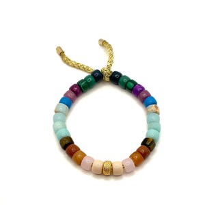 Pulsera Indy / Pulsera de cuentas grandes de piedras preciosas / Pulsera de cuentas de poni