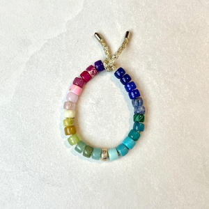 Pulsera de arcoíris llamativo / Pulsera de cuentas grandes con piedras preciosas / Pulsera de cuentas de poni