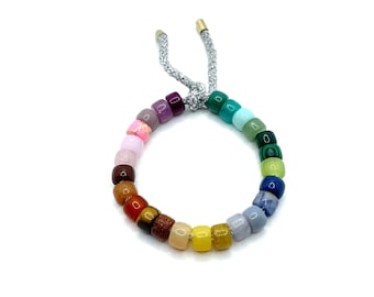 The Aspen Bracelet | Gemstone Pony Bead Bracelet | Forte Bead Inspired | Big Bead Rainbow Bracelet