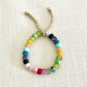 Pulsera Malibú / Pulsera inspirada en cuentas Forte / Pulsera de cuentas grandes con piedras preciosas / Pulsera de cuentas de poni / Regalos navideños personalizados