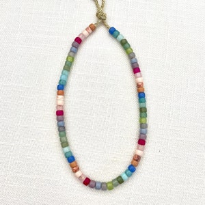 Tropical Punch Necklace | Big Pony Bead Necklace | Gemstone Pony Bead Necklace | Choker Necklace