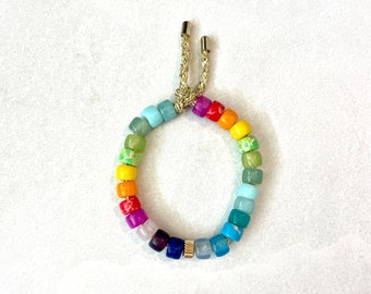 Summer Gemstone Bracelet | Gemstone Pony Bead Bracelet | Forte Bead Inspired | Big Bead Rainbow Bracelet