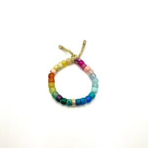 Pulsera de arcoíris verde / Pulsera de cuentas grandes de piedras preciosas / Pulsera de cuentas de poni