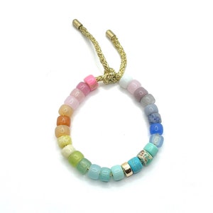 Summer Gemstone Bracelet | Gemstone Pony Bead Bracelet | Forte Bead Inspired | Big Bead Rainbow Bracelet