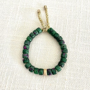 Bright Anyolite Gemstone Bracelet | Gemstone Pony Bead Bracelet | Forte Bead Inspired | Big Bead Rainbow Bracelet