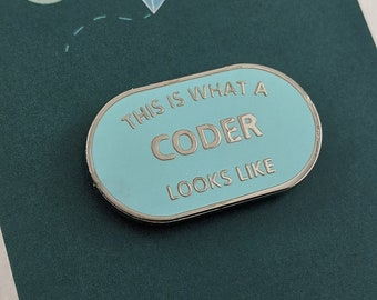This is What a Coder Looks Like Enamel Pin Badge White /& Rose Gold
