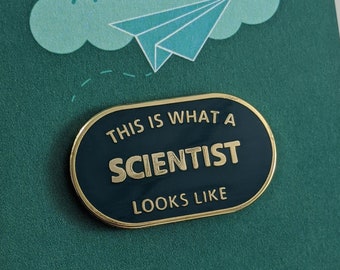 This is What a Scientist Looks Like Enamel Pin Badge - Race-car Green & Gold