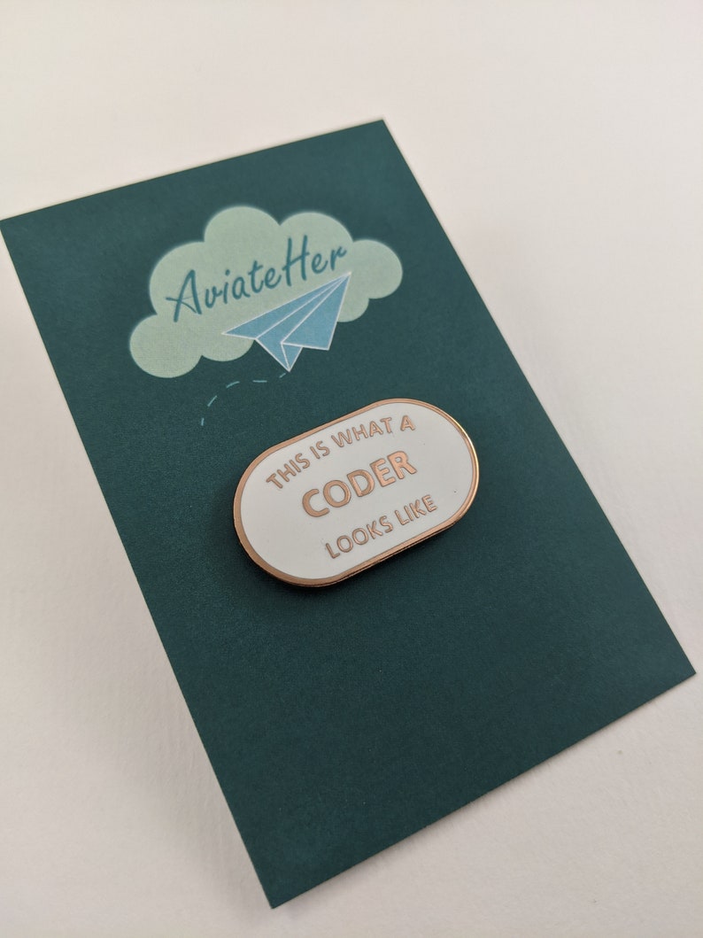 This is What a Coder Looks Like Enamel Pin Badge White /& Rose Gold