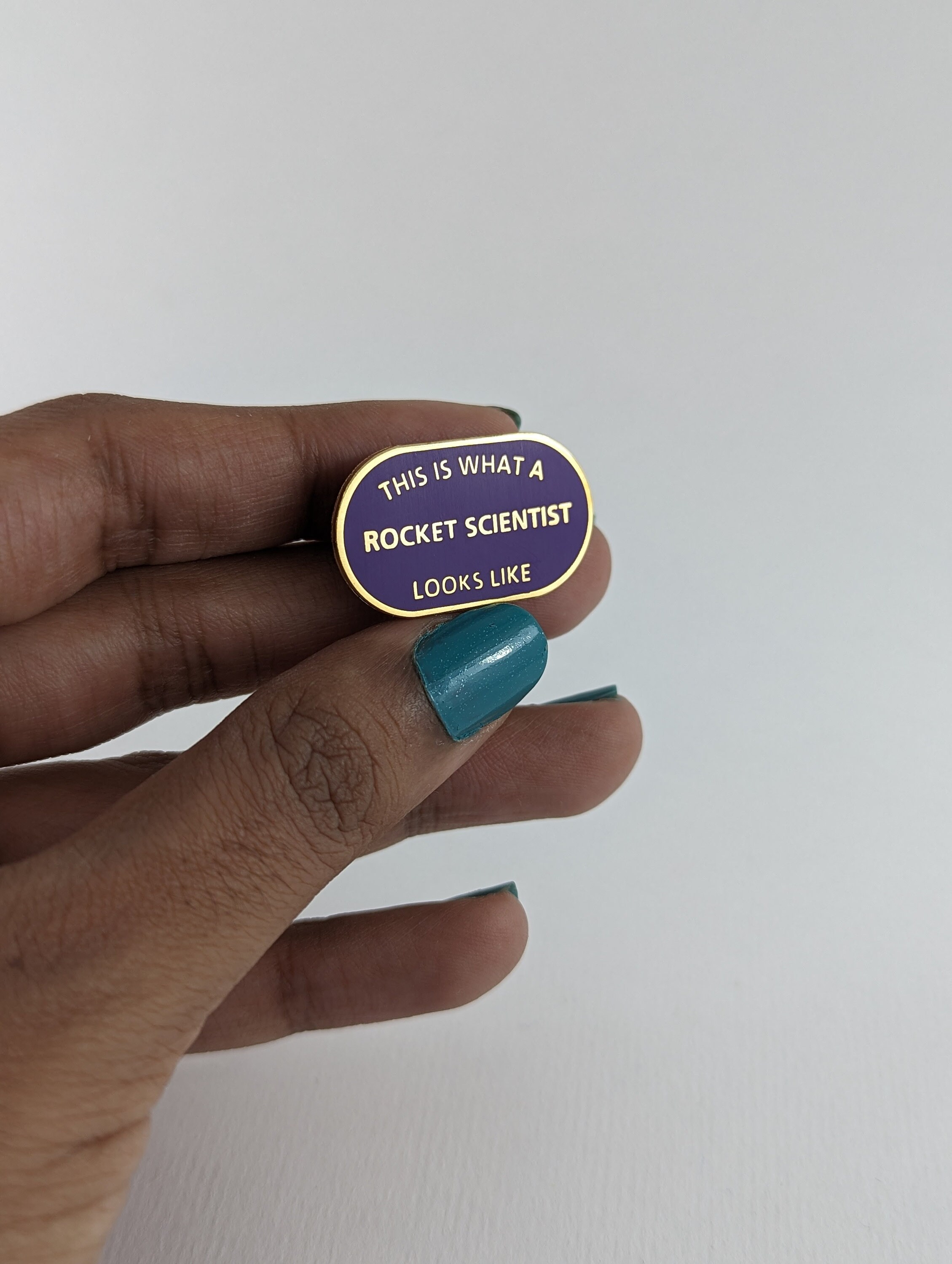 This is What a Rocket Scientist Looks Like Enamel Pin Badge - Purple & Gold