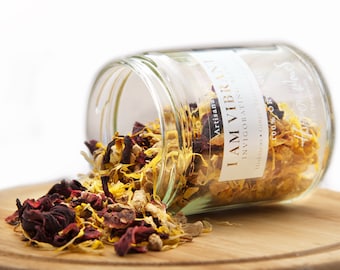 I AM VIBRANT Invigorating Tea • Organic Hibiscus Ginger Blend • Loose Leaf Herbal Tea • 42 Teaspoons • Handmade Vegan