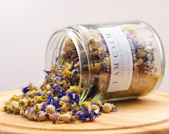 I AM CALM Peaceful Herbal Blend • Chamomile Lavender Cornflower • Organic Loose Leaf Tea • Handmade Vegan • 42 Servings