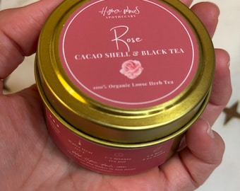 Organic Rose Cacao Black Tea | Heart-Opening Floral Blend | Assam & Peruvian Cacao Shells | Small Batch Herbal Tea