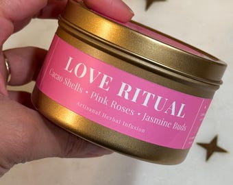 Love Ritual Cacao Tea | Organic Rose & Jasmine Infusion | Heart-Opening Floral Blend | Small Batch Herbal Ritual