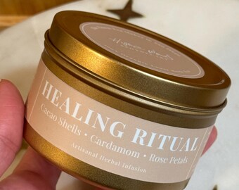Healing Ritual Cacao Tea | Organic Rose & Cardamom Infusion | Nourishing Heart-Healing Blend | Small Batch Herbal