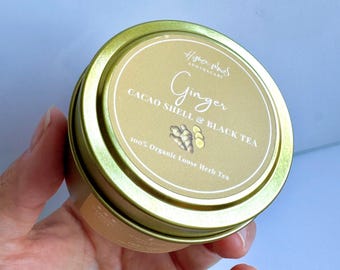 Ginger Cacao Black Tea | Energizing Organic Blend | Assam & Peruvian Cacao Shells | Spicy Uplifting Herbal Tea