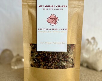Root Chakra Tea | Red Raspberry Leaf •  Red Clover • Hibiscus | Grounding Herbal Blend | Muladhara Chakra Chai | Yoga Energy Body Herbal Tea