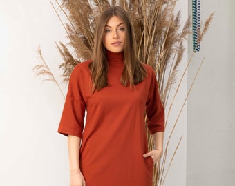 brick colored dress