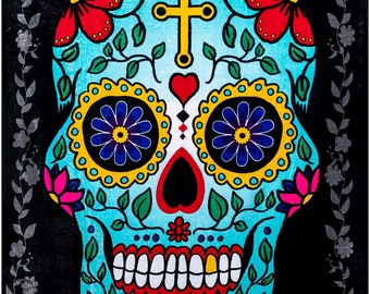 Hipfree Day of the Dead Sugar Skull Plush Throw Blanket 50" x 60"