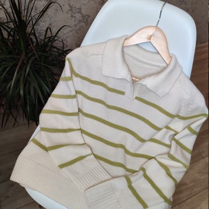 polo sweater, polo, knitted polo, women&#39;s polo shirt, striped sweater, vest, white sweater