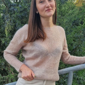 Cozy Mohair Sweater, Holiday Jumper, Bridal Blouse: Lightweight Knit Top