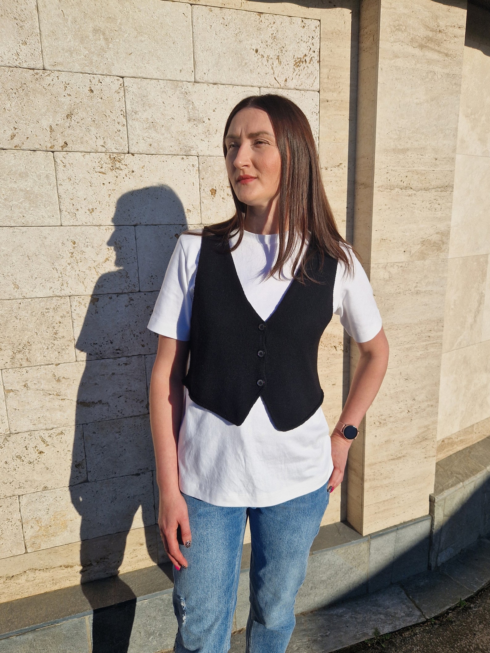 Knit Back Vest in Black