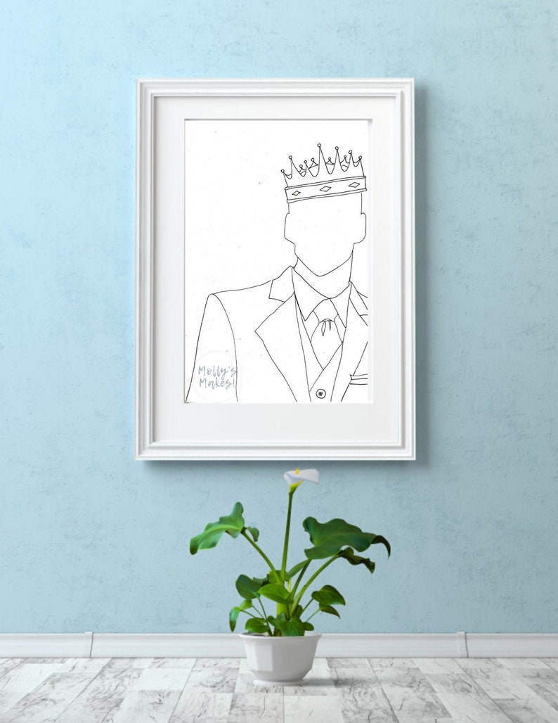 Turn Key Paint Party Kit Art in A Box Pre-Drawn Canvas Father/'s Day Black King Art Party Kit