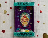 Love Nicho, Valentines gift, Love token, Nicho, Mexican Nicho, alternative valentines, love heart, Love, Mexican folk art, skull, sugar skul