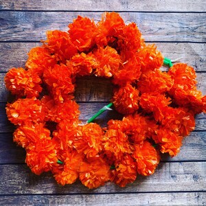 Guirnalda del día de los muertos, guirnalda de flores, guirnalda del día de los muertos, flores del día de los muertos, guirnalda de flores naranjas, altar del día de los muertos