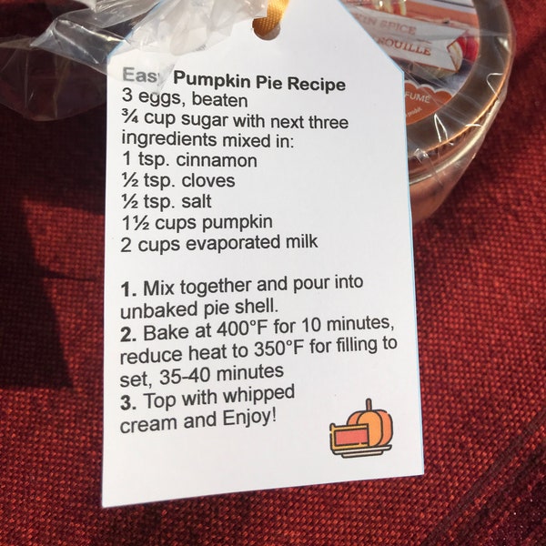 Fall Real Estate Recipe Tag, Real Estate Agent Farming, Real Estate Marketing Pop By, Easy Pumpkin Pie Recipe Card, Realtor Autumn Pop By