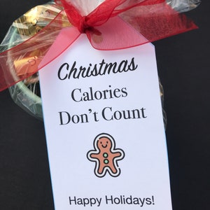 Christmas Calories Don&#39;t Count Gift Tag, Funny Holiday Tag, Add Tag to your baked goodies, Christmas Thank you Tag, Instant Download